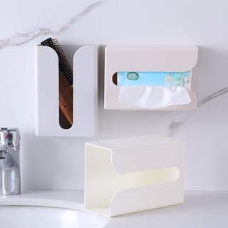 Self-adhesive Tissue Holder Bathroom Storage Rack Wall-mounted Tissue Box