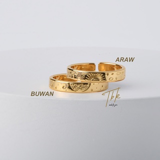TBK Araw At Buwan Rings 18K Gold Sun And Moon Lover Couple Wedding 793R