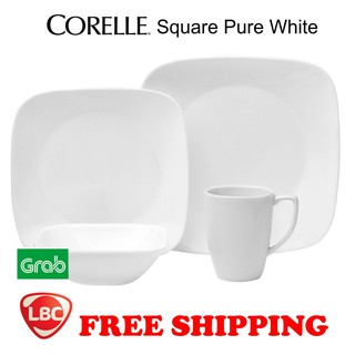 On Hand Brand New Corelle square pure white 16PC dinnerware set original box FREE Shipping