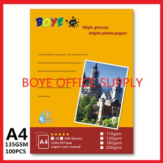 BOYE Glossy Photo Paper A4 135gsm/115gsm 100 sheets