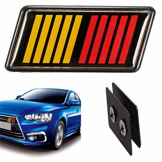 ✿Jacansi✿Red Yellow Black Ralliart Stripe Bar Grille Emblem Badge For Mitsubishi
