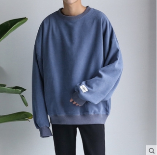 Solid Color Sweater Men's Round Neck Loose Fashion Korean Version for Men and Women