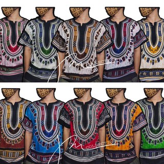 Traditional Wear✒✹◑White | Colored Dashiki Bohemian Boho Shirt