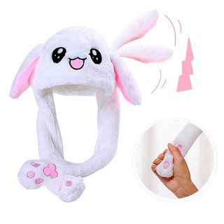 Rabbit Pinching Ear Hat Vocal Flashing Hat Plush Airbag Ear Pop-up Cute Dance Toy