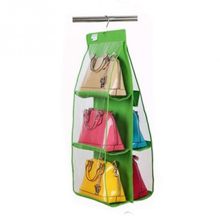 Home 6 Pockets Hanging Storage Purse Handbag Tote Bag Organizer Hangers (3)