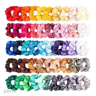 50 Bulk Women Silky Hair Scrunchies Elastic Hair Ties Rope Band Mixed Colors (1)