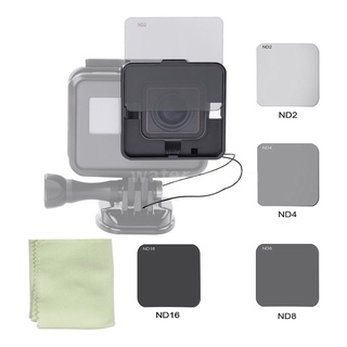 ₪Square ND Lens Filter Protector Kit Set (ND2/ND4/ND8/ND16) for GoPro Hero 5 Naked Camera w/ Mountin