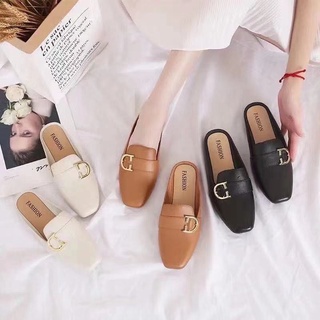 Women's Fashion Korean Style Flat Half Shoes for Lady's