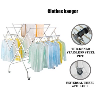 【Windproof】Foldable Sampayan Foldable Clothes Drying Rack Indoor and Outdoor Sampayan wheels (3)