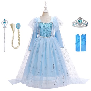 New Elsa Dress For Girls Anna elza Cosplay Costumes Christmas Carnival Party Clothing Children Snow