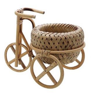Bamboo Woven Hand-Woven Straw Fruit Basket Wicker Rattan Food Bread Kitchen Decoration Bicycle Finis