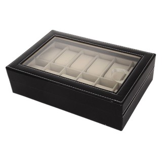 12 Slots Grids Watch Storage Organizer Case PVC Leather Jewelry Display Storage Box (8)