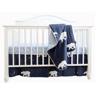 100% Cotton Baby Crib Bedding Set Crib Rail Guard Set Nursery Bedding Crib Skirt Crib Rail Cover(Pol