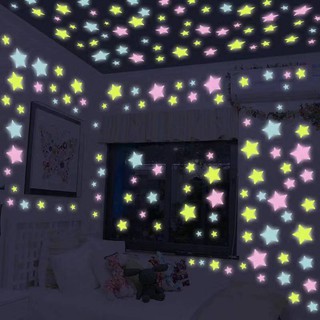 my.love 100pcs shining star glow in the dark wall sticker star