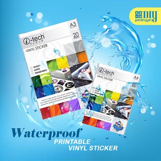 I-tech Fully Waterproof Printable Vinyl Sticker A3/A4 size Tough durability