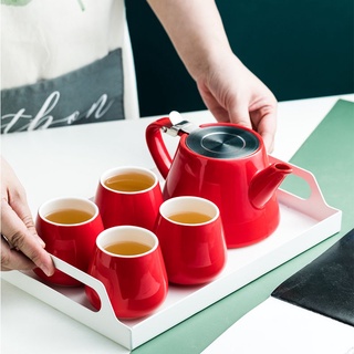 Enamel Ceramic Tea Set Household Flower Teapot Tea Cup