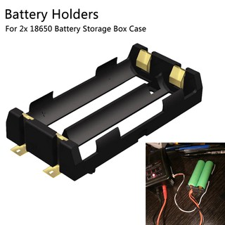 2X 18650 Battery Holder SMD SMT For 18650 Black With Bronze Pins Gold Plated For 2X 18650 Rechargeab