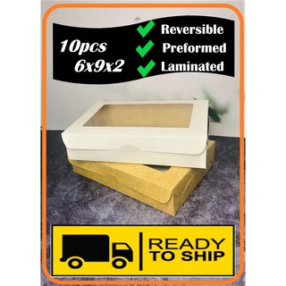 10pcs 6x9x2 Pastry Box/Brownie Box | With Window | Reversible | High Quality