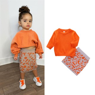 Spring Baby Girls Clothes Baby knitted Sweaters Leopard Skirt Set Toddler Baby Girl Sweater Cotton T