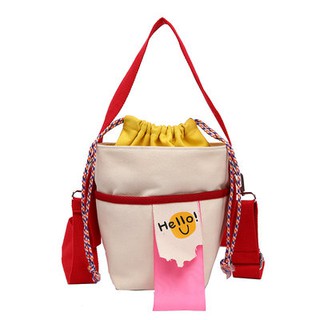 ≗↻Bag female summer wild student canvas bag 2021 New Tide red portable bucket bag Korean shoulder cr (4)