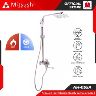 Mitsushi AH-055A 304 Stainless Steel Hot and Cold Shower Head Shower Handheld Spray and Faucet Set