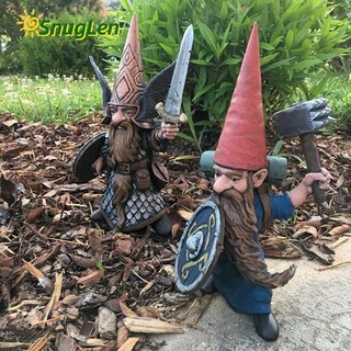 1PC Resin Protected Garden Dwarf Guard Statue Ornament Garden Gnomes Figurines Decoration Outdoor