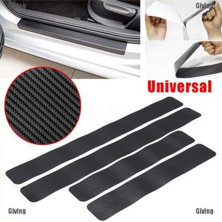 {Giving}4PCS Car Door Sill Scuff Carbon Fiber Stickers Welcome Pedal Protect Accessories