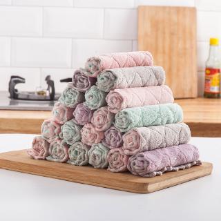Thickening kitchen cleaning dishcloth double-sided rag fleece oil-free absorbent rag