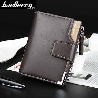 baellerry Korean casual men's wallet multi-function wallet zipper buckle tri-fold coin purse wallet
