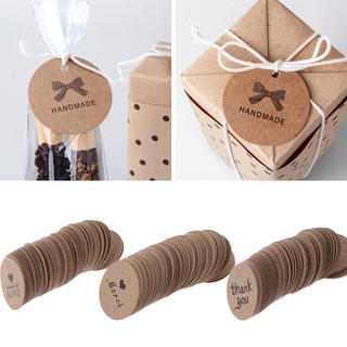100 New Arrival Kraft Round Paper Favor Label Gift Cards