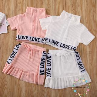 ღWSVღToddler Kids Baby Girl Zipper Shirt Ruffle Skirts Dress Outfits Clothes Sets