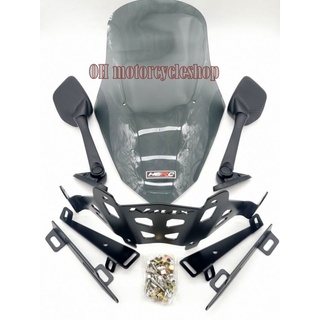 smoke blk visor/long windshield bracket with sidemirror full set for nmax 2020 WITH FREE HANDLE GRIP