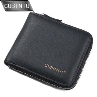GUBINTU Men Wallets 100% Genuine Leather Zipper Wallet Card Holder Coin Purse Card Wallet Purse