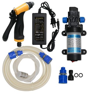 12V 80W 130Psi High Pressure Self-Priming Electric Car Portable Wash Washer Water Pump WIth 100-240V