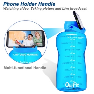 Discount﹍QuiFit Sale 3.8L Tritan Water Bottle With Straw Time Marker BPA Free Sports Fitness Kettle (4)