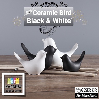Ah Ceramic Bird Statue Display Home Decoration Black White Ceramic Birds