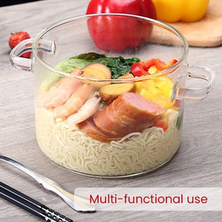 LOCAUPIN Borosilicate Glass Microwave Safe Noodle Cooking Pot Heat Resistant Serving Soup Bowl