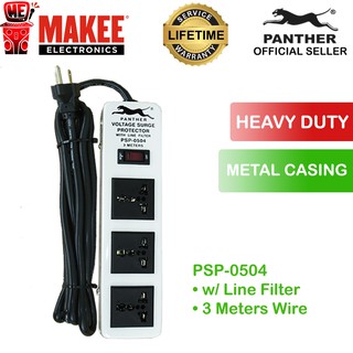 Panther PSP-0504 3 Gang Universal Extension Cord w/ Switch and 3 Meter Wire with Voltage Surge Prote