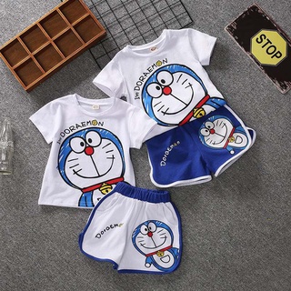 【READY STOCK】 Cute Baju Bayi Shirts Kids Cotton Summer Short Sleeve Shorts Doraemon Cartoon Boys' S