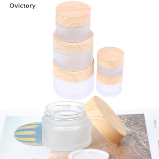 [Ovictory] 5g 10g 15g 30g 50g Frosted Glass Cream Jar Wooden Make-Up Skin Care Container
