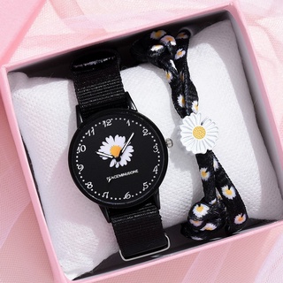 In Stock GD Women's Watch Same Daisy Watch With Flower Pattern And Canvas Bracelet Watch Set