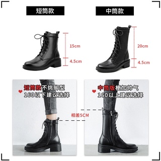 ✜Leather Martin boots women s British style 2021 new autumn and winter plus velvet cotton shoes thic
