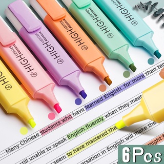 Licao 6Pcs/Set Pastel Highlighter, Chisel Tip Marker Pen, 6 Assorted Pastel Colors for Adults Kids