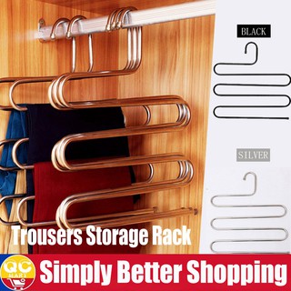 S-type 5 Layers Pants Clothing Hanging Storage Rack Holder