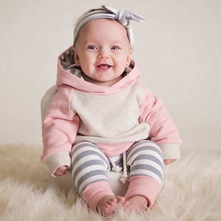 3pcs Toddler Baby Boy Girl Set Hoodie Tops+Pants+Headband