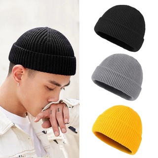 Women Solid Color Warm Knitted Brimless Hat/ Winter Autumn Hip Hop Skullcap Street Men Beanie/ Unisex Bowler Hat Cap