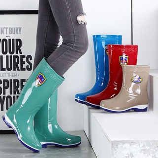 Rain shoes（Spot goods）--♈Rain boots women s high tube water shoes plus velvet to keep warm adult fashion middle tube rain boots non-slip water boots waterproof shoes long tube rubber shoes