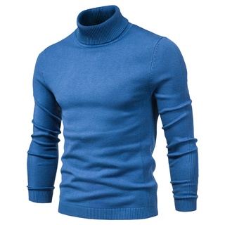 New Winter Turtleneck Thick Mens Sweaters Casual Turtle Neck Solid Color Quality Warm Slim Turtlenec