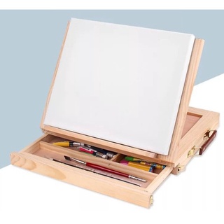 【Ready Stock】┅Wooden Table Easels for Painting Artist Kids Drawer Box Folding Table Easel Drawing Ta