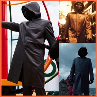 Squid Game Boss Costume Villain Person In Charge Round Six Cosplay Cloak Trench Coat Uniform Set Halloween Mask